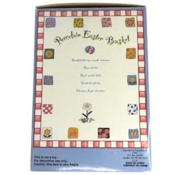 Porcelain Easter Basket Figurine With Rabbits  Eggs Spring Decor 8" Tall - Picture 4 of 15